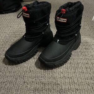 Hunter Original Insulated Short Snow Boots Black Size 8 Waterproof